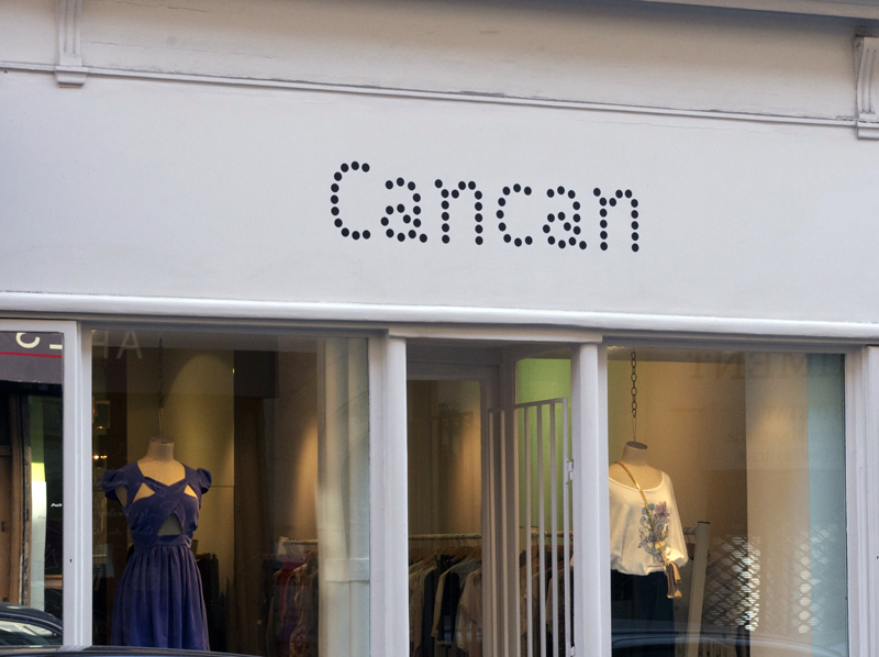 Store front at Cancan in Paris. Photo by alphacityguides.