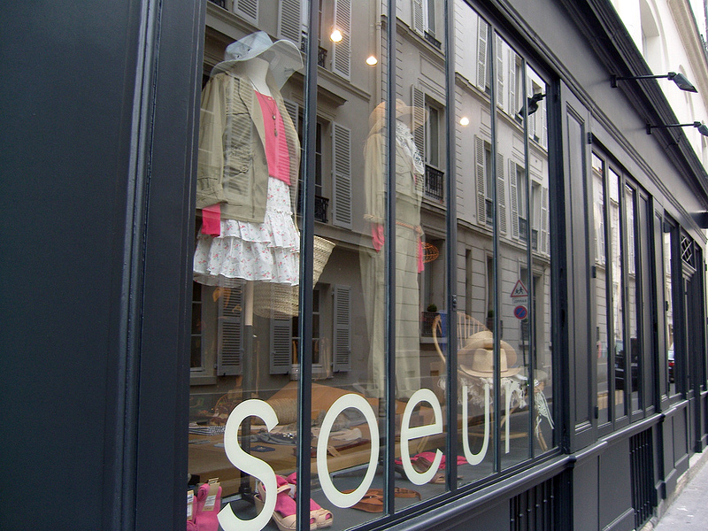 Store front at Soeur in Paris. Photo by alphacityguides.