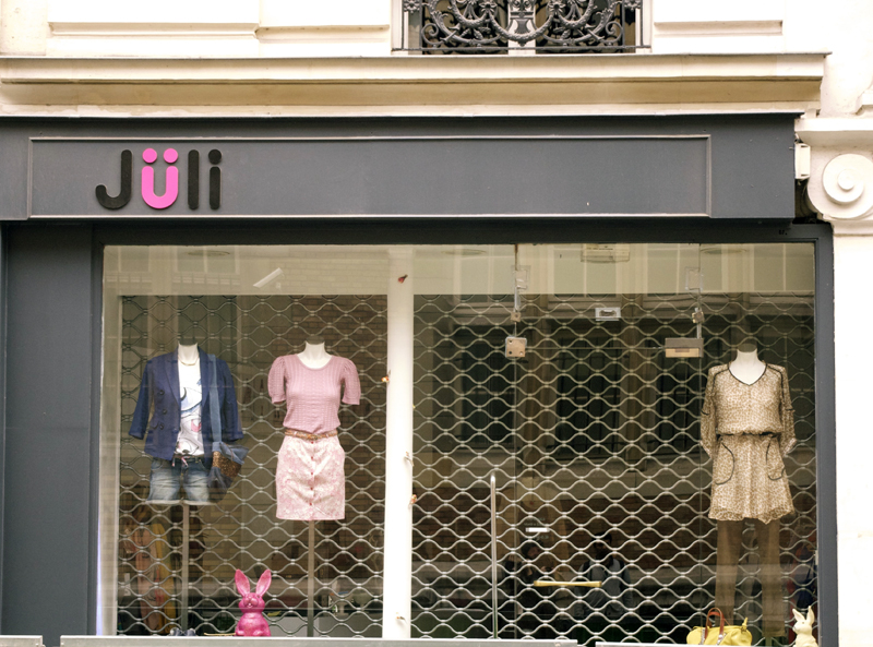 Store front at Jüli in Paris. Photo by alphacityguides.