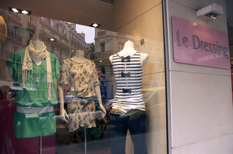 Store front at Le Dressing de Brigiett in Paris. Photo by alphacityguides.
