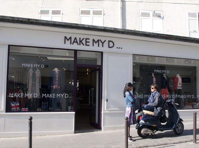 Store front at Make My D in Paris. Photo by alphacityguides.