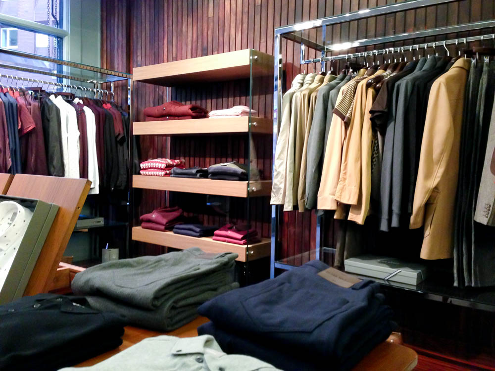 Men's fashion inside Peter Werth in London. Photo by alphacityguides.