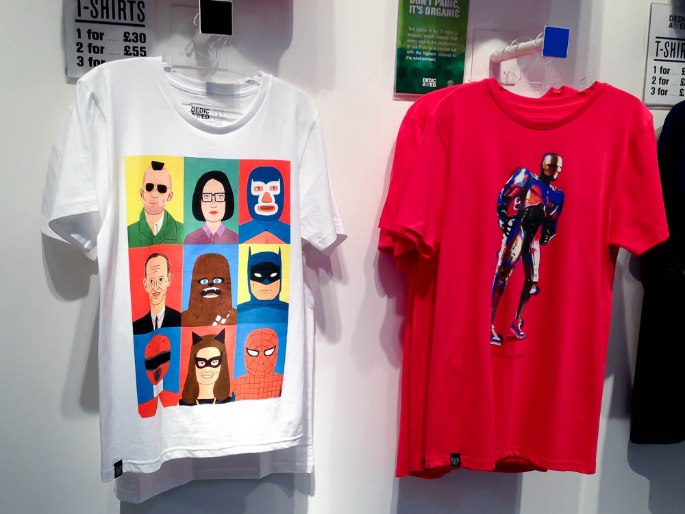 Tee display inside the TShirt Store in London. Photo by alphacityguides.