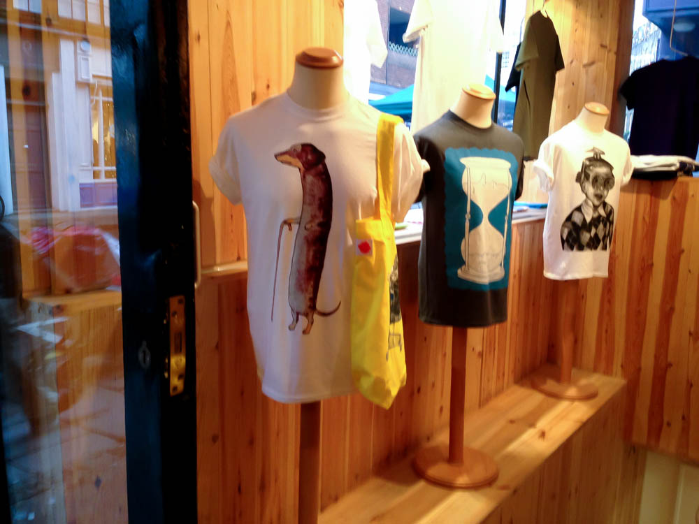 Graphic tshirt display at Super Superficial in London. Photo by alphacityguides.