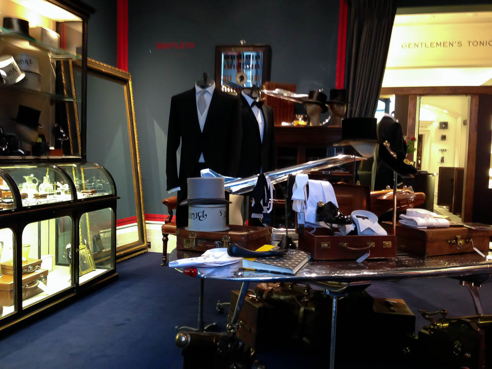 Fashion display inside Gieves & Hawkes London. Photo by alphacityguides.