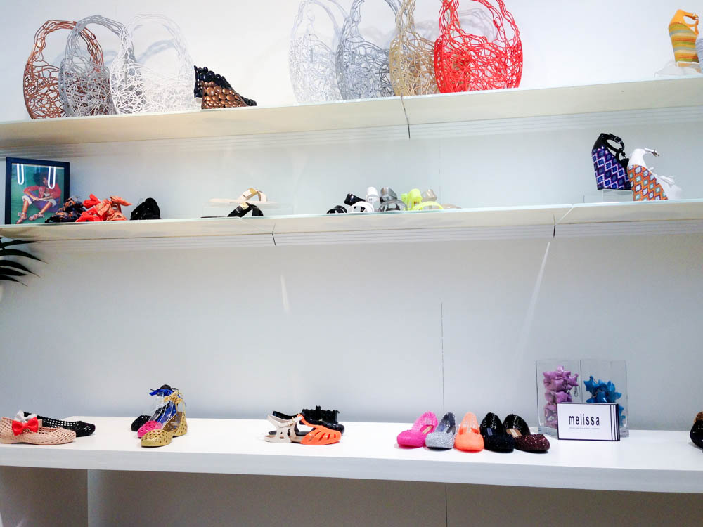 Shoe display wall at Melissa in London. Photo by alphacityguides.