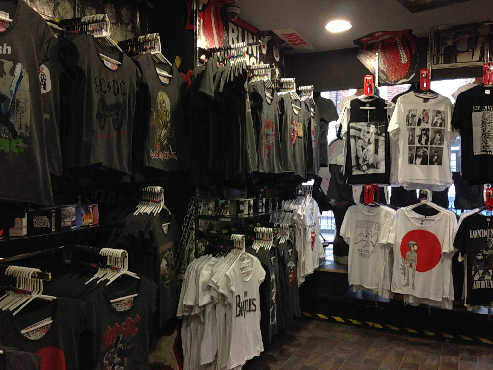 Rock and Roll T-shirts at B Famous in London. Photo by alphacityguides.