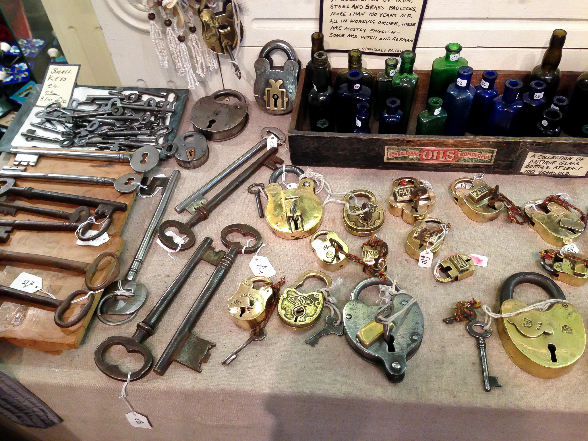 Vintage keys and locks at Chloe Alberry in London. Photo by alphacityguides.