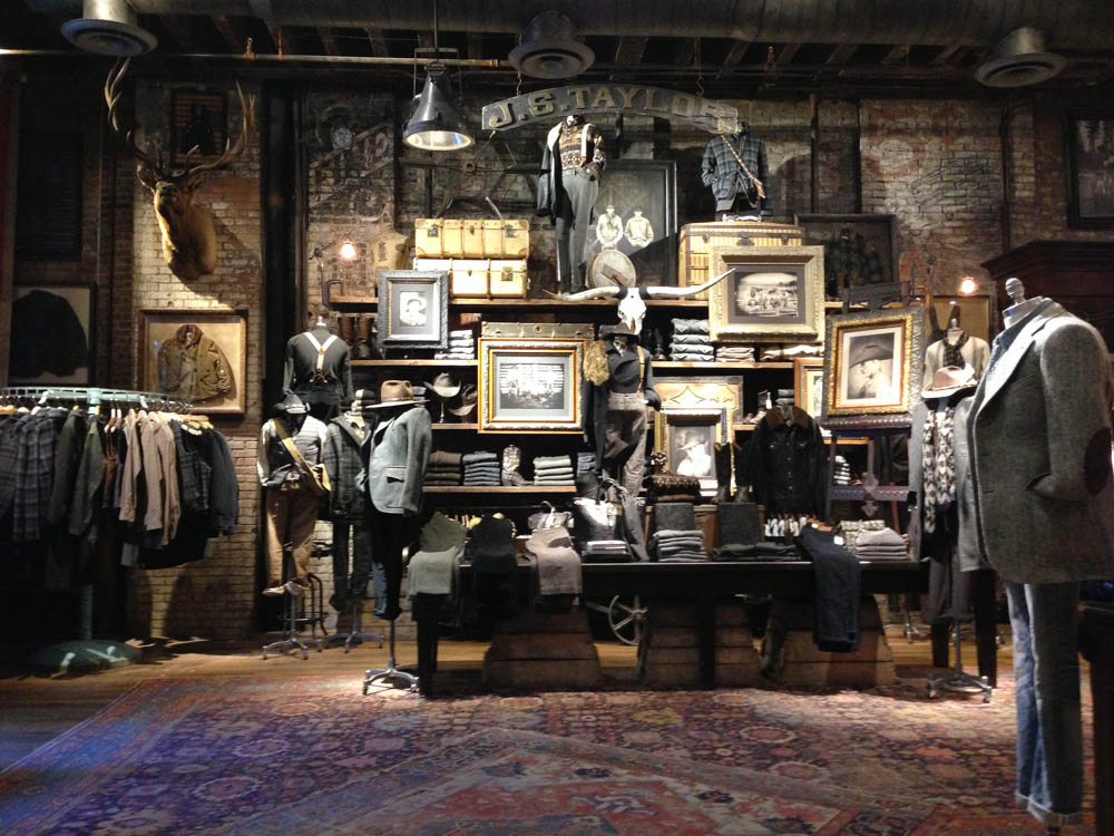Fashion display and merchandising inside RRL in New York. Photo by alphacityguides.
