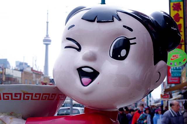 Noodle girl in Toronto's Chinatown.