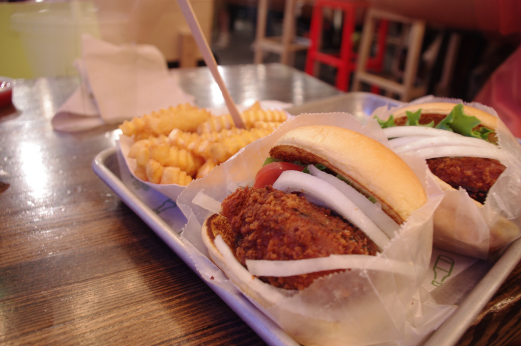 Shake Shack's burgers at their theatre district location. 