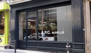 Store front at A.P.C. Surplus in Paris. Photo by alphacityguides.  