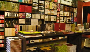 Book wall display at Assouline in Paris. Photo by alphacityguides. 