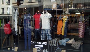 Store front at Chevignon in Paris. Photo by alphacityguides.