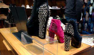 Jeffrey Campbell Lita Spike Boots in Black and Pink at Sole in London. Photo by alphacityguides.