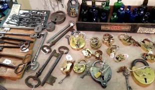 Vintage keys and locks at Chloe Alberry in London. Photo by alphacityguides.