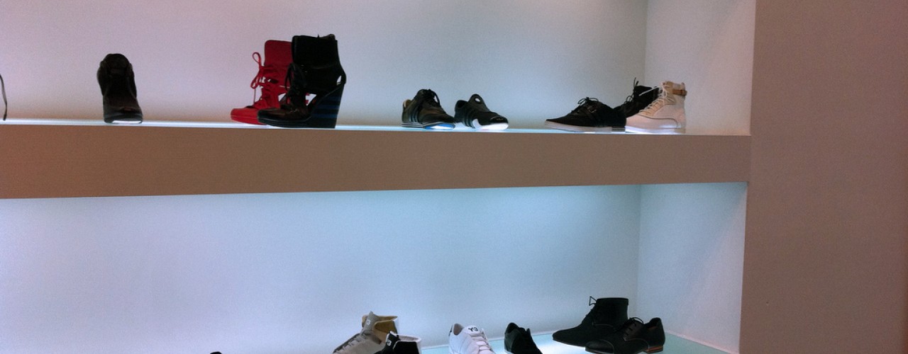 Shoe display at Y-3 in New York. Photo by alphacityguides.