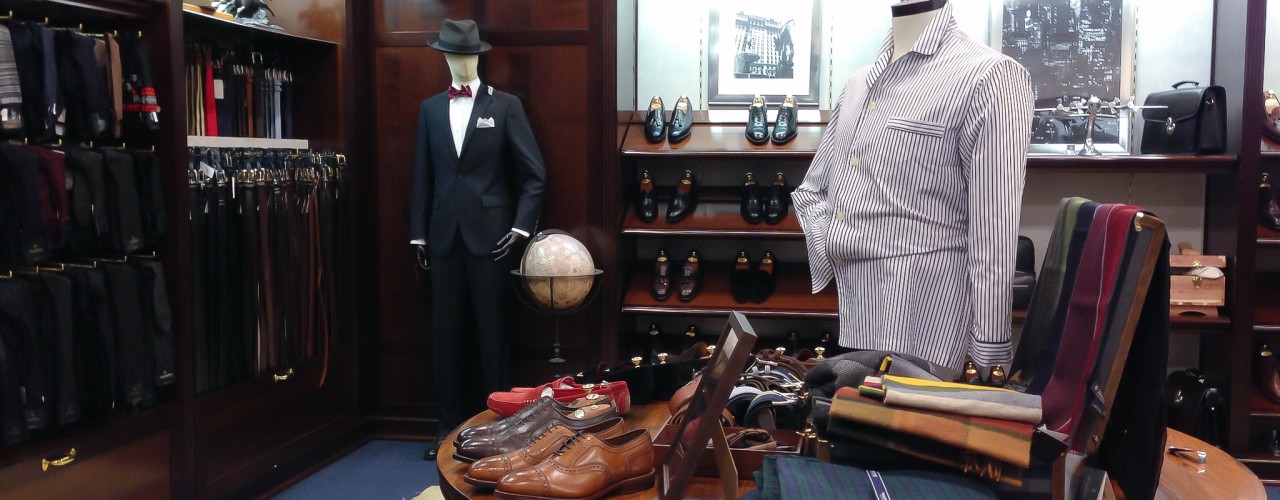 Classic menswear at Brooks Brothers in London. Photo by alphacityguides.