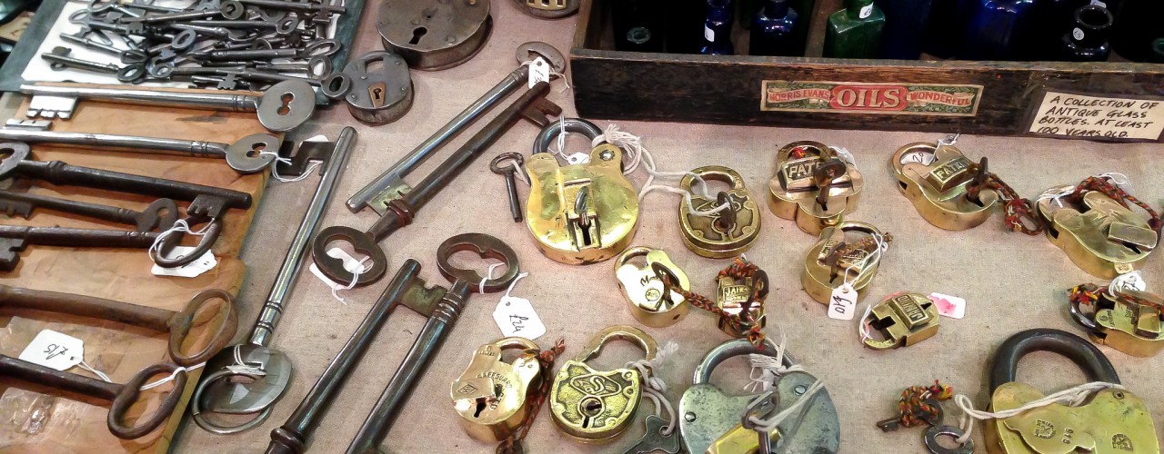 Vintage keys and locks at Chloe Alberry in London. Photo by alphacityguides.