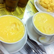 Scrambled eggs, cold & hot custard at Australia Dairy Company in Hong Kong. Photo by alphacityguides.