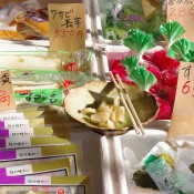 Snacks at Tsukiji Outer Market in Tokyo. Photo by alphacityguides.