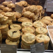 Prepared pies at the Selfridge Food Hall. in London. Photo by alphacityguides.