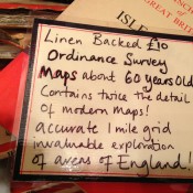 Sign for vintage maps of England at Chole Alberry in London. Photo by alphacityguides. 