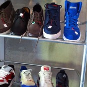 Sneaker display at MWShift in Paris. Photo by alphacityguides.