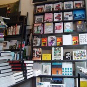 Book display at Ofr in Paris. Photo by alphacityguides.