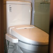 Japanese electric toilet at Agora Place Hotel in Tokyo. Photo by alphacityguides.