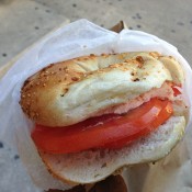 Bagel and cream cheese at Murray's Bagel in New York. Photo by alphacityguides.