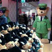 Famous Harrods bear and toy department at Harrods in London. Photo by alphacityguides.