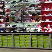 Nike sneakers wall at Asbee in Tokyo. Photo by alphacityguides.
