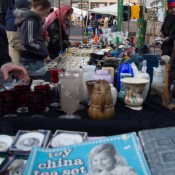 Antiques and collectables at Brick Lane Market in London. Photo by alphacityguides.